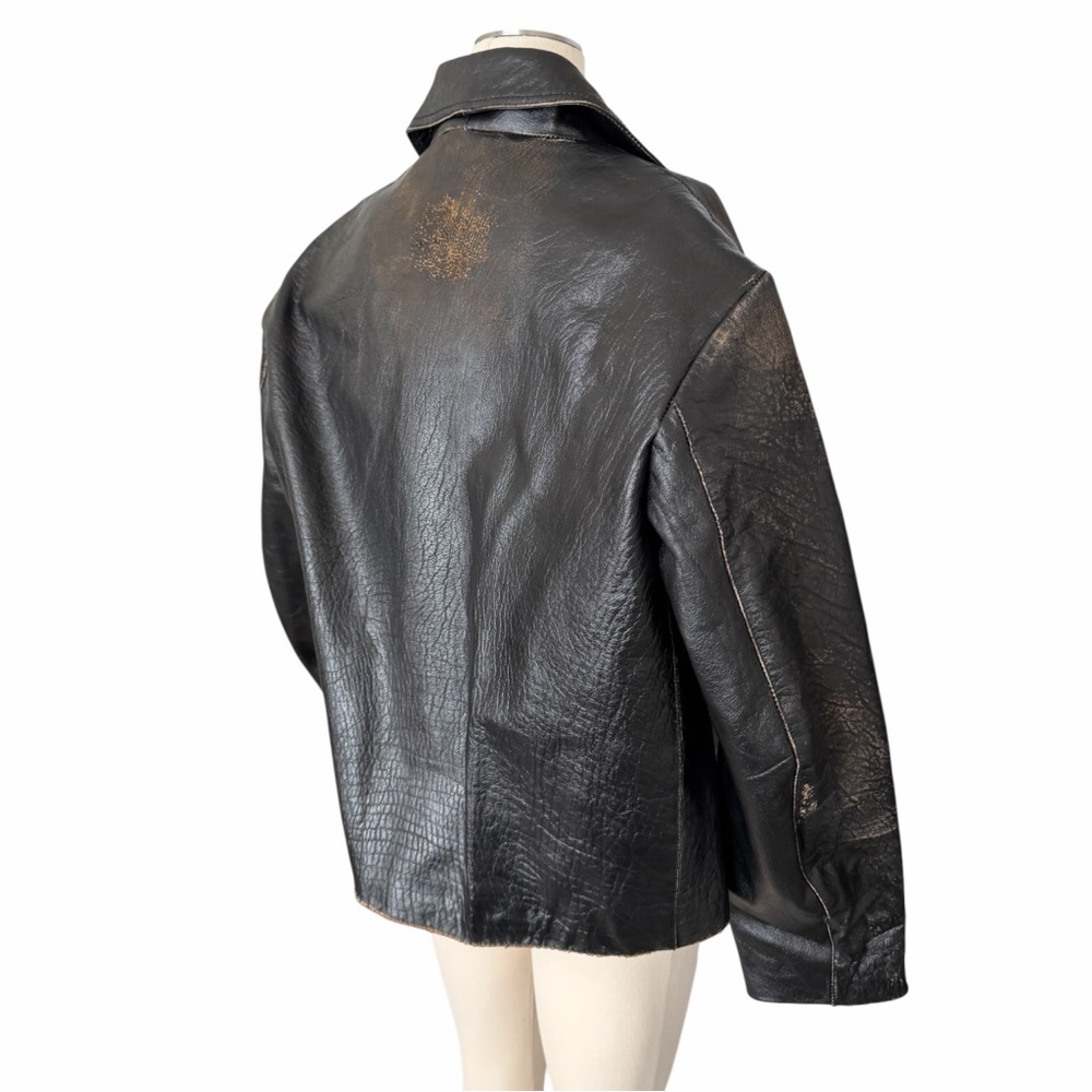 Mango Buffalo Leather Jacket M - image 7